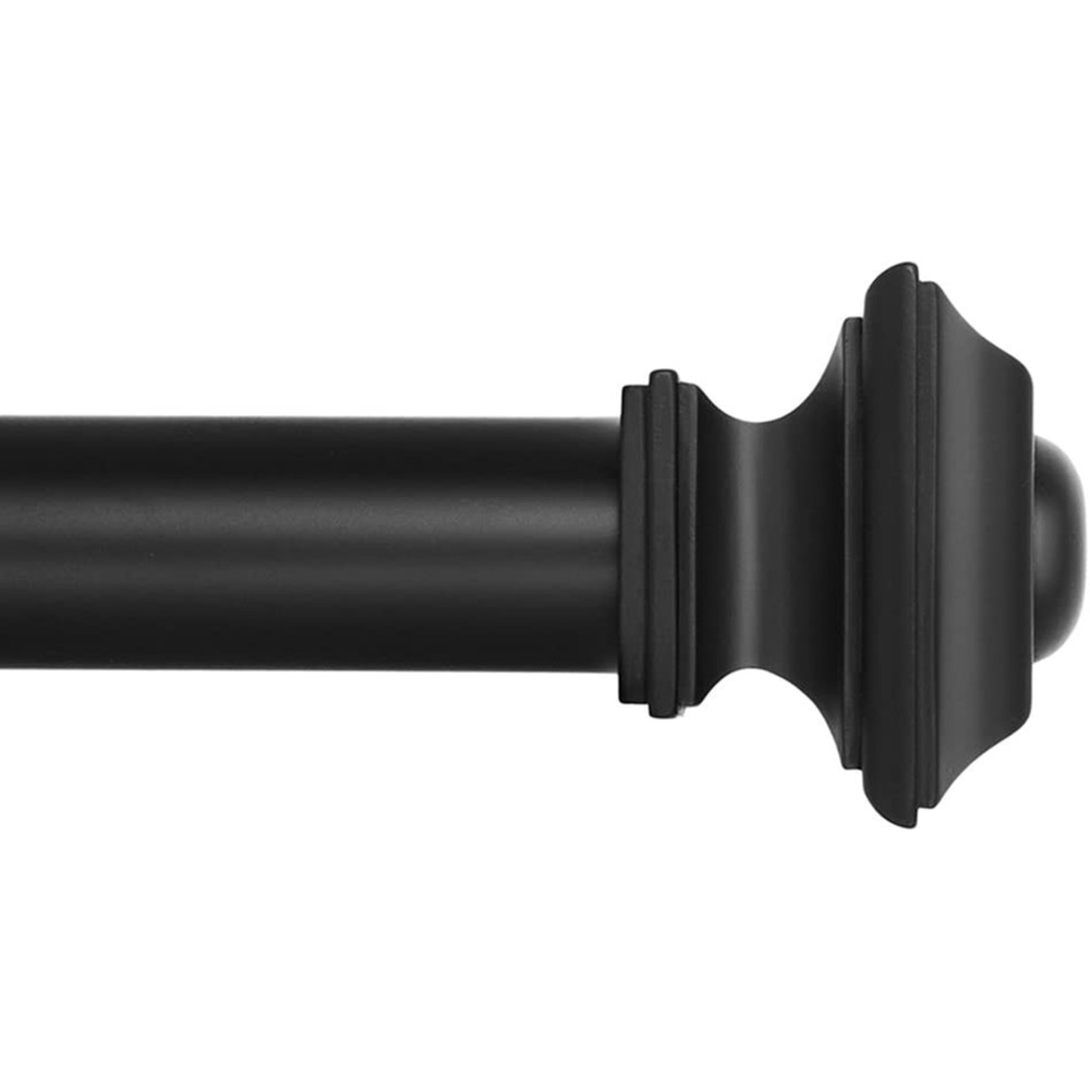 48"-86" Black Ivilon Treatment Window Curtain Rod, Square Design 1 1/8 Rod